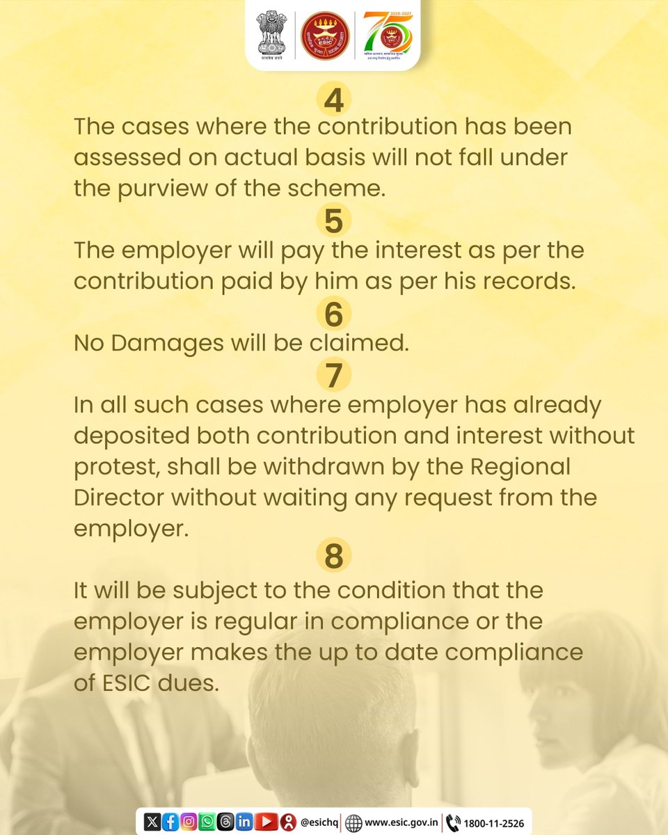 prsrotvm's tweet photo. Under the Amnesty Scheme 2025, prosecution cases filed against employers under Sections 85 &amp; 85A of the ESI Act, 1948 may be withdrawn on payment of due contribution and interest, subject to prescribed conditions and compliance.
Apply before 30 September 2026 https://t.co/cb6oiFVWZ3