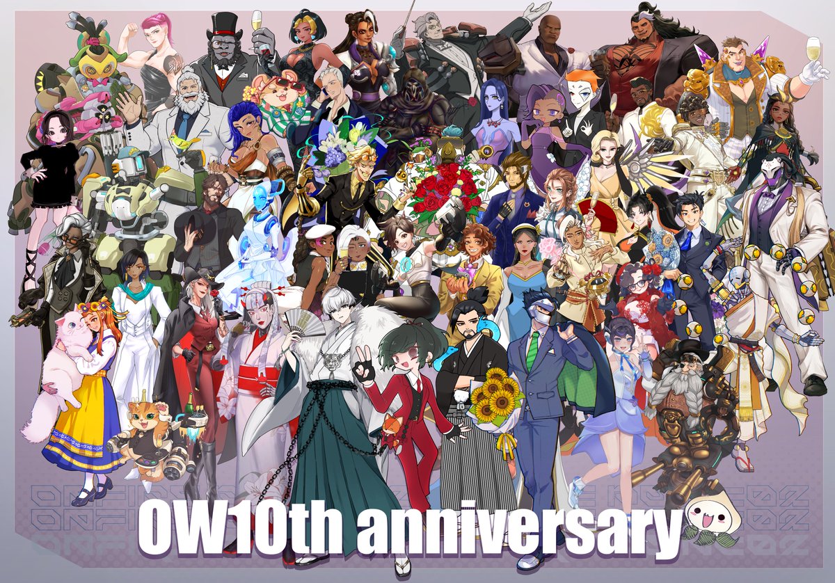 On_Fire_Points's tweet photo. 今年5月は🅾️W10周年！
ファンの皆様で全キャラ正装での立ち絵企画を行いました！
こちらが完成した集合絵になります。 https://t.co/Chkq4VzeS8