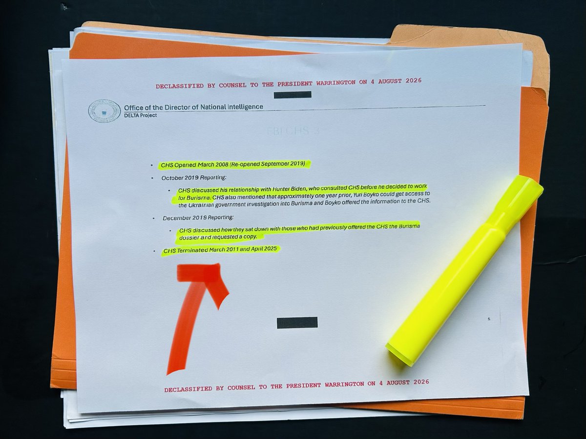 C__Herridge's tweet photo. BREAKING: Declassified Records Reveal Alleged Tampering With Confidential Source Info to Blunt Ukraine Corruption Claims, Benefit Bidens

Declassified "Delta Project" by DNI @TulsiGabbard's team found:

- @FBI's Foreign Influence Task Force unofficially formed a group of analysts who gathered  "any/all derogatory information" about Joe Biden, Hunter Biden, Burisma as well as the so-called "Ukraine Narrative"

- Analysts "red flagged" negative reporting, had "administrative access" to files and deemed "Russian disinformation"

- "Round River" Team operated leading up to and through the 2020 US Presidential Election 

- Some long standing confidential sources eventually
 "terminated" after reporting negative intel about Ukraine/Bidens

- 'Round River' did not 'corroborate any of the (actual) allegations of the 'Ukraine Narrative'