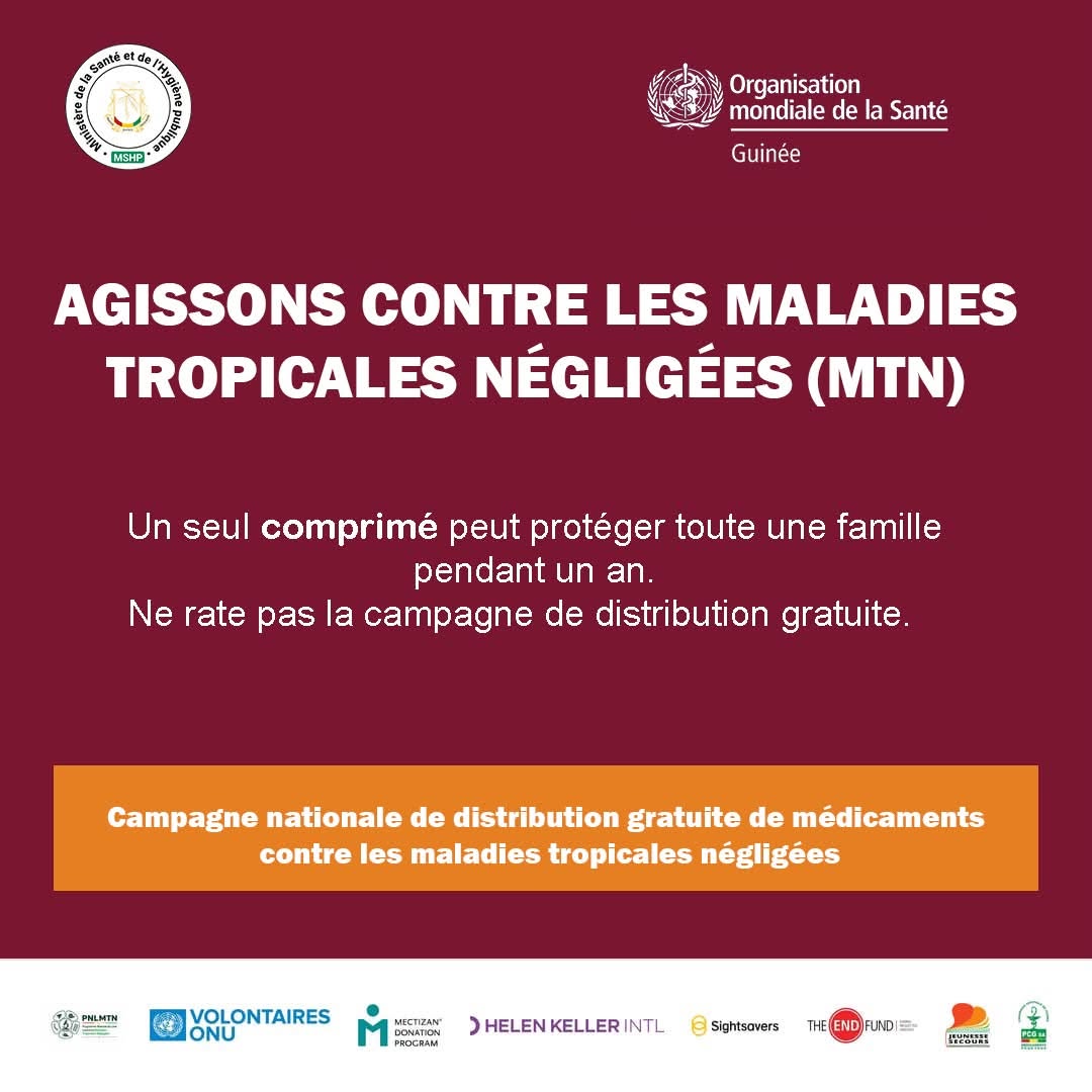 KhatiaFode's tweet photo. UN COMPRIMÉ. UN GESTE. UN PAS VERS L’ÉLIMINATION DES MTN !  Chaque dose prise nous rapproche d’une #Guinée libérée des maladies tropicales négligées (MTN).   Accueille les agents de santé, prends ton traitement et protège les tiens. Ensemble, #AgissonsContreLesMTN ! ✊ #StopMTN https://t.co/SauxlYB6FU