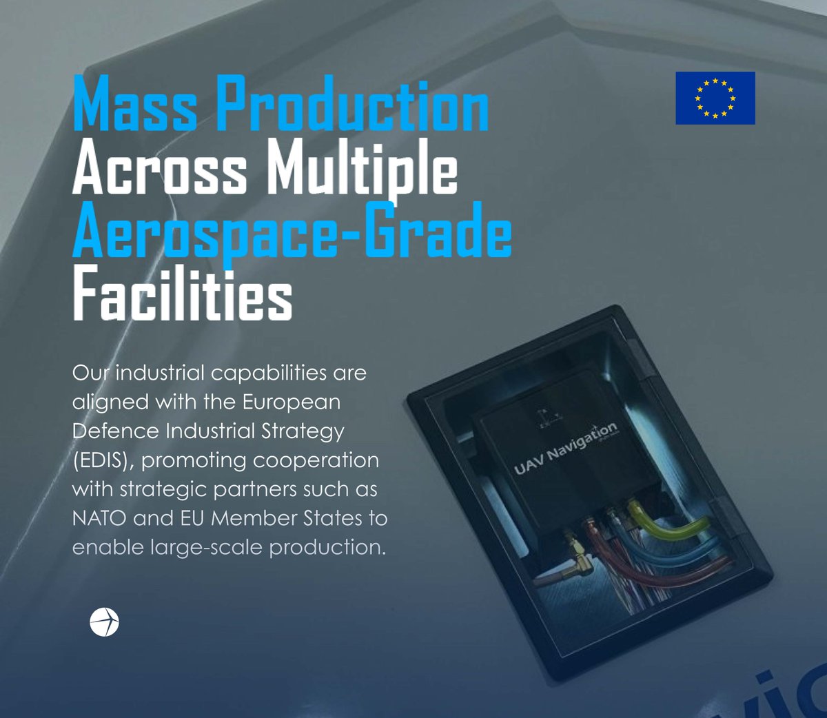 UAVNavigation's tweet photo. At UAV Navigation–Grupo Oesía, we are ready to scale. Our industrial capabilities are built to deliver high-volume orders on time, even under the most demanding schedules.

Multiple manufacturing facilities ensure consistent quality and fast, dependable delivery in every batch. https://t.co/7wCOf4hlHF