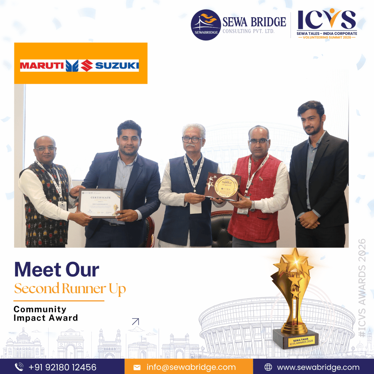 Sewa_Bridge's tweet photo. 𝗖𝗼𝗻𝗴𝗿𝗮𝘁𝘂𝗹𝗮𝘁𝗶𝗼𝗻𝘀 | 𝗦𝗲𝘄𝗮 𝗧𝗮𝗹𝗲𝘀 - 𝗜𝗖𝗩𝗦 𝗔𝘄𝗮𝗿𝗱𝘀 𝟮𝟬𝟮𝟲
Congratulations to 𝗠𝗮𝗿𝘂𝘁𝗶 𝗦𝘂𝘇𝘂𝗸𝗶 for being recognised as the 𝗦𝗲𝗰𝗼𝗻𝗱 𝗥𝘂𝗻𝗻𝗲𝗿 𝗨𝗽 of 𝗧𝗵𝗲 𝗖𝗼𝗺𝗺𝘂𝗻𝗶𝘁𝘆 𝗜𝗺𝗽𝗮𝗰𝘁 𝗔𝘄𝗮𝗿𝗱.

#SewaTales #ICVS2026 #ICVSAwards https://t.co/nOtZw4aBCM