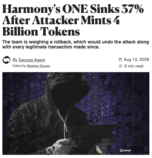 Tyler_Did_It's tweet photo. The Morning Minute (8.12)

⏰Top News:
-Crypto majors chop ahead of CPI, ETH leads; BTC at $64k
-SEC plans to move forward with crypto rulemaking Friday, including tokenized securities
-Robinhood Chain does 10x the revenue of Base, TVL nears $500M
-Harmony exploit led to 26% of the supply minted
-CFTC invokes emergency authority to keep Kalshi running in NY State

🌎 Macro Crypto and Markets
-Crypto majors are mostly flat ahead of CPI this morning; BTC -0.4% at $64k; ETH +1% at $1,910; SOL +1% at $77; HYPE +0.5% at $55.50
-Top alt movers include CC (+4%), CRV(+4%) and NEAR (+3%)
-Oil +1% at $83; Gold +0.7% at $4,470
-Stock futures are slightly green ahead of CPI; DOW +0.1%, Nasdaq +0.6%

-The SEC set an August 14 meeting to propose “Regulation Crypto”

-Strategy's credit model sets STRC's undercollateralization floor at $16,184 and its total debt-and-preferred floor at $20,587

-Trump Media's crypto bet drove a $238 million quarterly loss

-Crypto-friendly bank Erebor is in talks to raise $1.5 billion at a $9.5 billion valuation, per the FT

-MoneyGram expanded on Solana with a global crypto-to-cash service

-Exchange spot volume fell 21.7% in July to $429 billion across 14 major venues

Corporate Treasuries & ETFs
-The Bitcoin ETFs saw $8M in net inflows on Tuesday; the ETH ETFs saw $1.7M in outflows
-Fidelity is adding staking and quarterly cash distributions to FETH, its $900M ETH ETF, staking up to 100% of holdings and passing net rewards to investors while keeping 85% of gross rewards

Meme Coin Tracker
-Meme leaders were mixed; DOGE +1%, SHIB -3%, PEPE -1%, PENGU -2%, TRUMP +1%, BONK -5%
-Robinhood chain was led by HMM (+100%) and AI (+40%) while other leaders declined
-Solana leaders included Plumber (+35x), Alon (+20%) and Jimothy (+36%); Stonk briefly hit a new ATH at $15M after a Solana rt (now back at $12.5M)

💰 Token, Airdrop & Protocol Tracker
-Robinhood Chain is now doing 10x the revenue of Base, while its TVL nears $500M
-Harmony suffered an unauthorized mint of 4 billion ONE, about 26% of supply, crashing the token as 2.8 billion was dumped to exchanges; the network is pursuing freezes and a possible rollback

🚚 What is happening in NFTs?
-NFT leaders were slightly red; Punks -1% at 31.7 ETH, BAYC even at 8.17 ETH, Pudgy -1% at 3.92 ETH; Stonkbrokers -7% to 12.5 ETH
-Cash Cats (+155%) and Normies (+65%) led top movers
-New project Yardkeepers debuted and ran to a 0.7 ETH floor (YARD token at $4M)
-The FWA team debuted user profiles and a chat app, while teasing personal pools coming soon; FWA ran to $40M and a new ATH before retracing (now $31M)