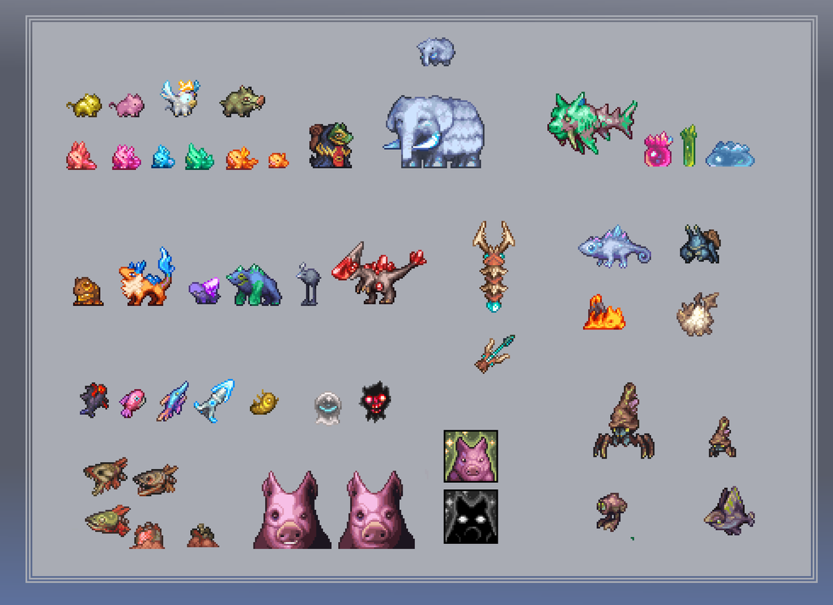 TriangleSupreme's tweet photo. To think this will be one of my last cal posts, even with all the stress, issues and problems the mod had, I still got to have a lot of fun working on these, got to meet a lot of nice people and work with friends i cherish a lot
┃#Terraria #pixelart #ドット絵 #calamitymod https://t.co/FCqThMadfE