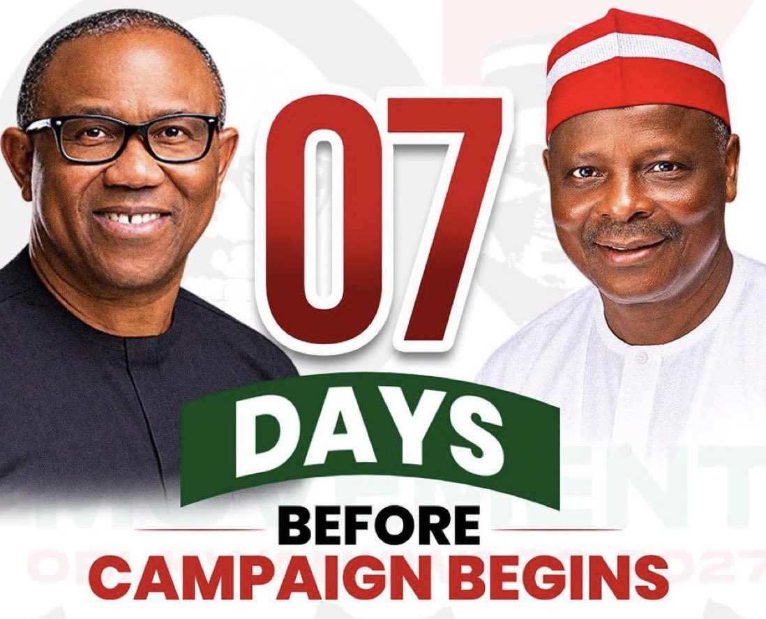 PO_GrassRootM's tweet photo. Few days to the campaign, let’s rally behind our candidate, Peter Obi. 

He means well for Nigeria and remains the reason many of us are here. We will continue to stand with him, support him, and mobilize for his emergence as the next President of Nigeria. ✊🏽

Obi is the reason. Obi is the movement. Obi is coming. Obi or nothing.