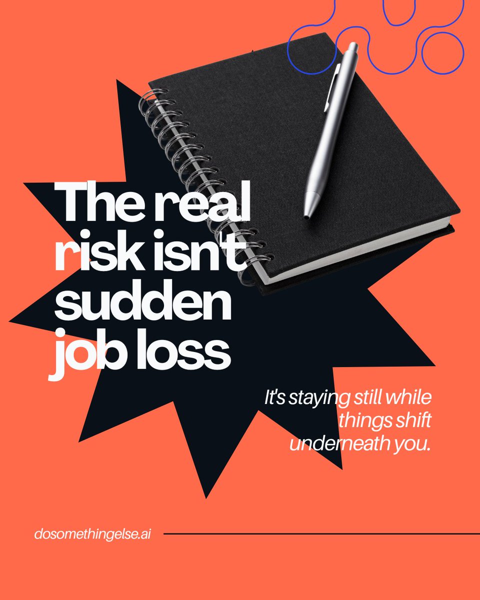 SomethingElseAI's tweet photo. "AI will not take your job overnight." That's the scarier version of the story.

Translators, copywriters, journalists - already the canary in the coal mine. The real risk isn't sudden job loss, it's staying still while things shift underneath you.

Free 2-min AI Risk Score 👇 https://t.co/A0vDSmvUN4