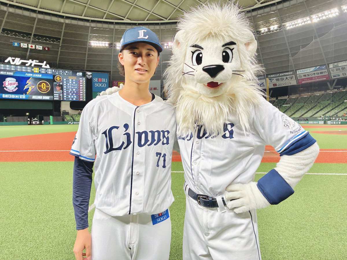 lions_lina's tweet photo. ファーム・リーグ ライオンズ ビクトリー！
きょうのわかじしインタビューは
8つのさんしんをとった
すがい しんや とうしゅです☆
ナイス ピッチングでした！
あしたは ライナと わかじしたちを
ベルーナドームで おうえん しよう♪
#seibulions #埼玉西武ライオンズ https://t.co/wlhkPfHBti