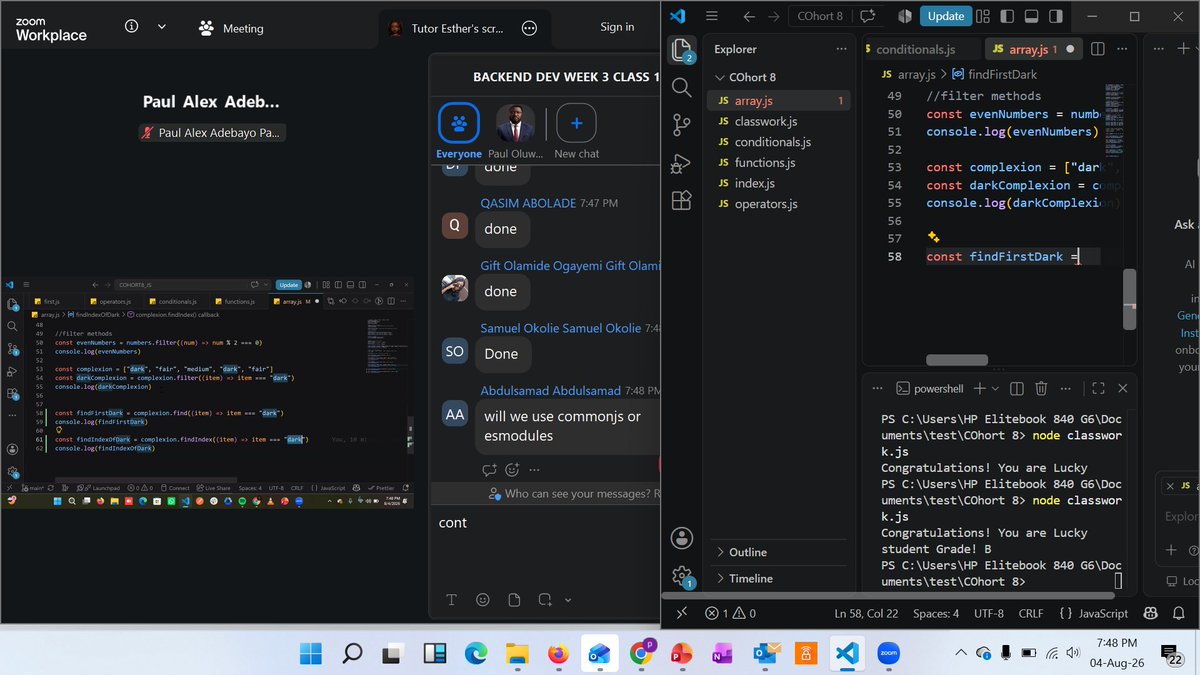 Alexthegreat010's tweet photo. 🚀 My Backend Development journey so far...

I'm currently building my JavaScript foundation and so far I've learned
→ Variables &amp; Data Types
→ Operators &amp; Conditions
→ if/else statements
→ for &amp; while loops
→ Arrays &amp; array methods like filter(), find() &amp; findIndex() https://t.co/GzvuFTKVl6