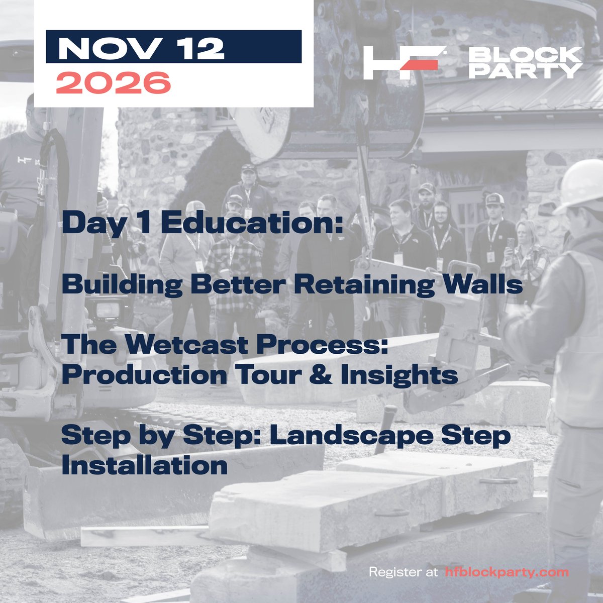 HIGH_FORMAT's tweet photo. Day 1 of the HIGH FORMAT® Block Party is all about building better. Join us at HIGH FORMAT® headquarters for educational sessions on retaining wall construction, landscape step installation, and a behind-the-scenes production tour. Register now: https://t.co/eIfRqJ6WwQ https://t.co/W2VDmrAqcV
