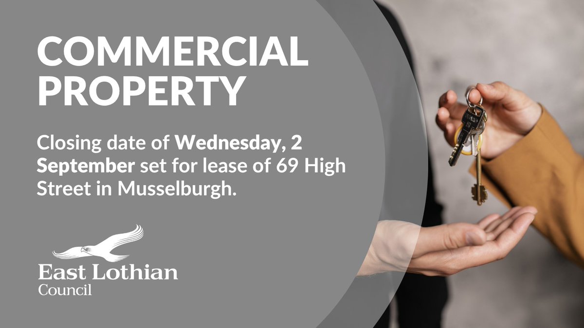 ELCouncil's tweet photo. A closing date of Wed, 2 Sept at 1pm has been set for the lease of 69 High Street, Musselburgh. This property is suitable for office or retail use and is available on ‘easy in/easy out’ terms.
Offers over £10,500 per year invited. For more info, email estates@eastlothian.gov.uk https://t.co/Ev0RPpQs9t