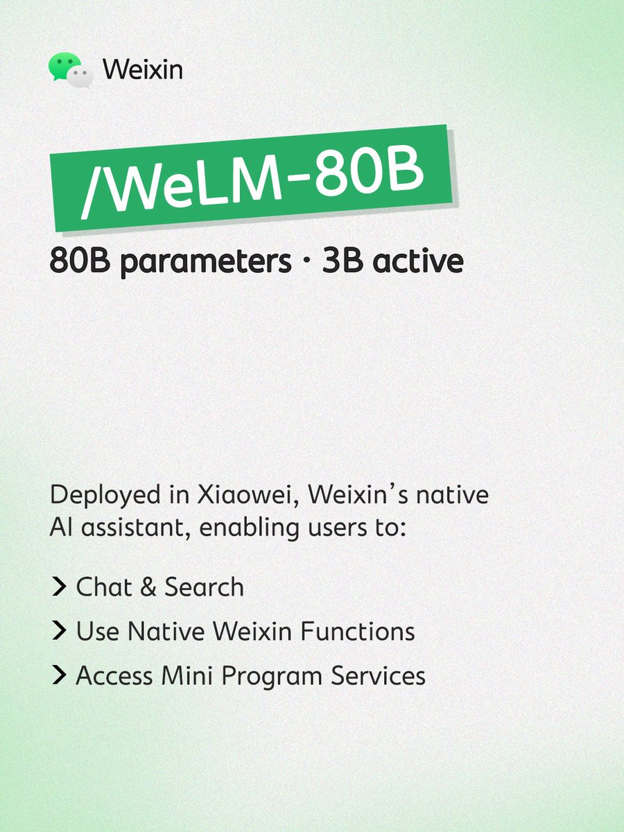 Weixin_WeChat's tweet photo. Meet WeLM — a family of large language models built by the Weixin team with resource efficiency at its core. https://t.co/RL94uqIRf1