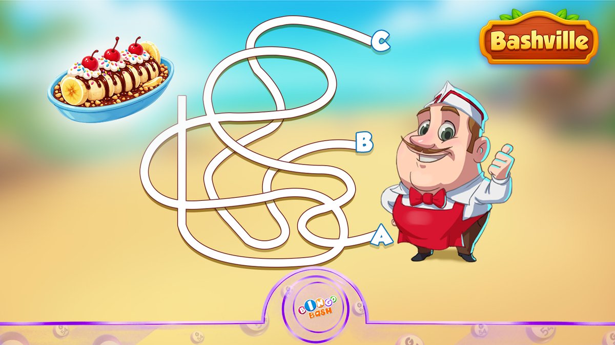 PlayBingoBash's tweet photo. 🍌🍒 Can you guide the chef to the tasty treat? 🤩 Follow the correct path and drop your answer: A, B, or C! 🍨

🎁 Need a little boost first? Grab today's FREEBIE ▶️ https://t.co/YBBNmJk3oZ 

#BingoBash #Bashville #Freebie https://t.co/qDRgZcXKh7