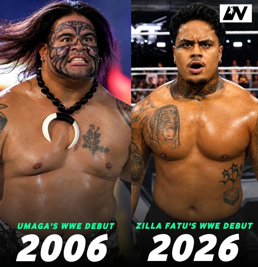 RomanEra0's tweet photo. 2006 - Umaga made his WWE Debut‼️

2026 - Umaga's son, Zilla Fatu made his WWE Debut‼️ https://t.co/gzx1AKHV11