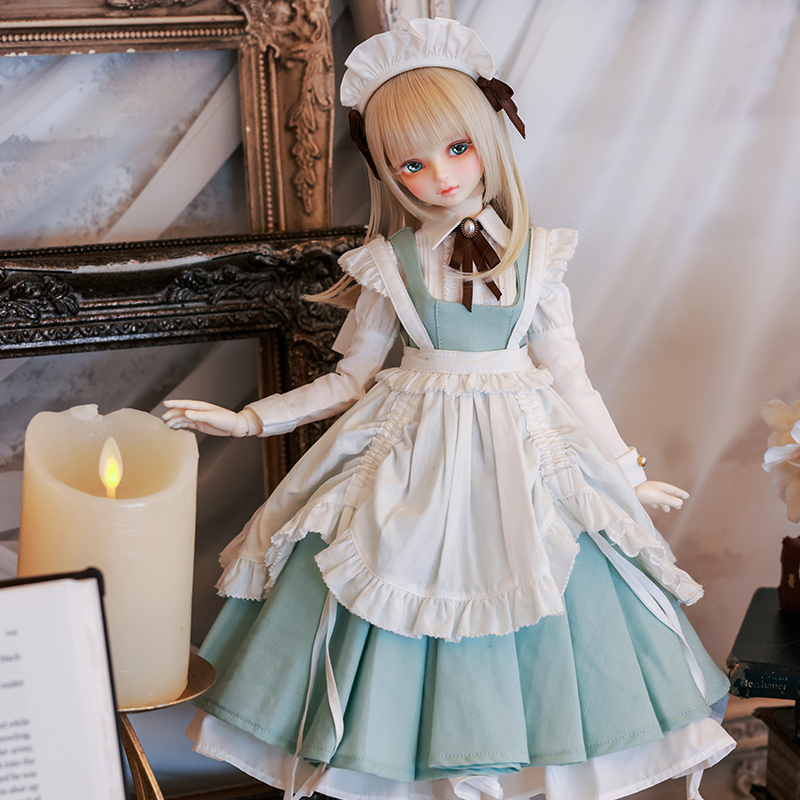 DOLKSTATION's tweet photo. 【DOLK×BY SUN E】
『モダンメイド服 DOLK限定：チョコミント』が40cm、60cmサイズの単品受注として一挙登場！
美しいシルエットの至高のメイド服を楽しめます。