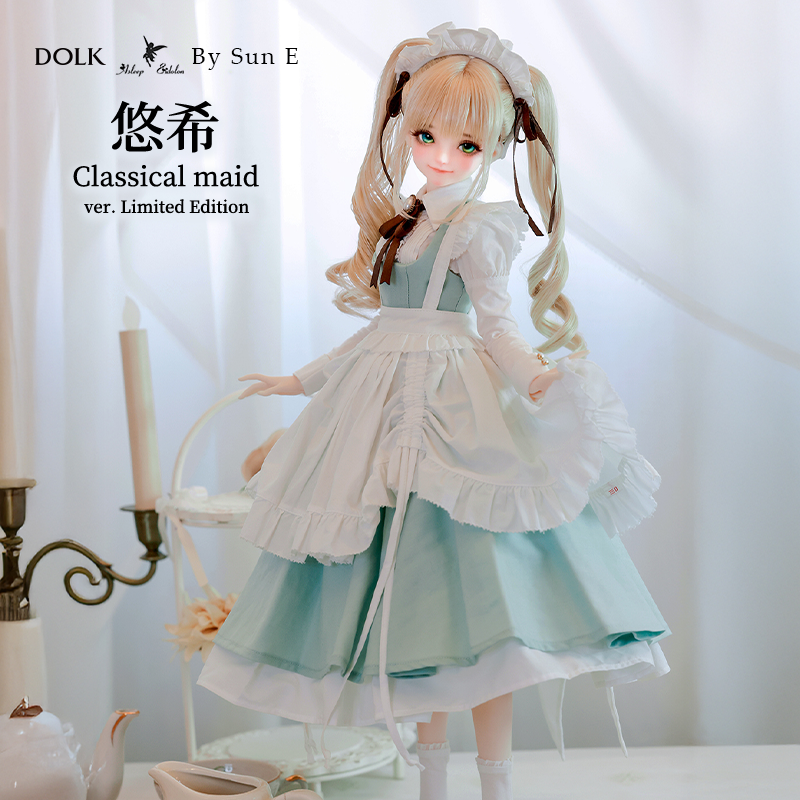 DOLKSTATION's tweet photo. 【DOLK×BY SUN E】
『モダンメイド服 DOLK限定：チョコミント』が40cm、60cmサイズの単品受注として一挙登場！
美しいシルエットの至高のメイド服を楽しめます。
