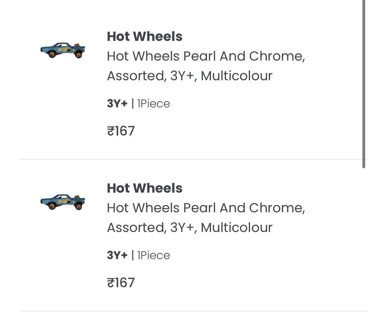 Shobhit_19's tweet photo. Pathetic experience with @Hamleys_India. Ordered Hot Wheels 56 Years Pearl &amp; Chrome, but received 58 Years after 5 days. False/misleading product representation + bad packaging. Customer care has kept me on hold for almost an hour. Still waiting for help! https://t.co/e8zXjS3OOV