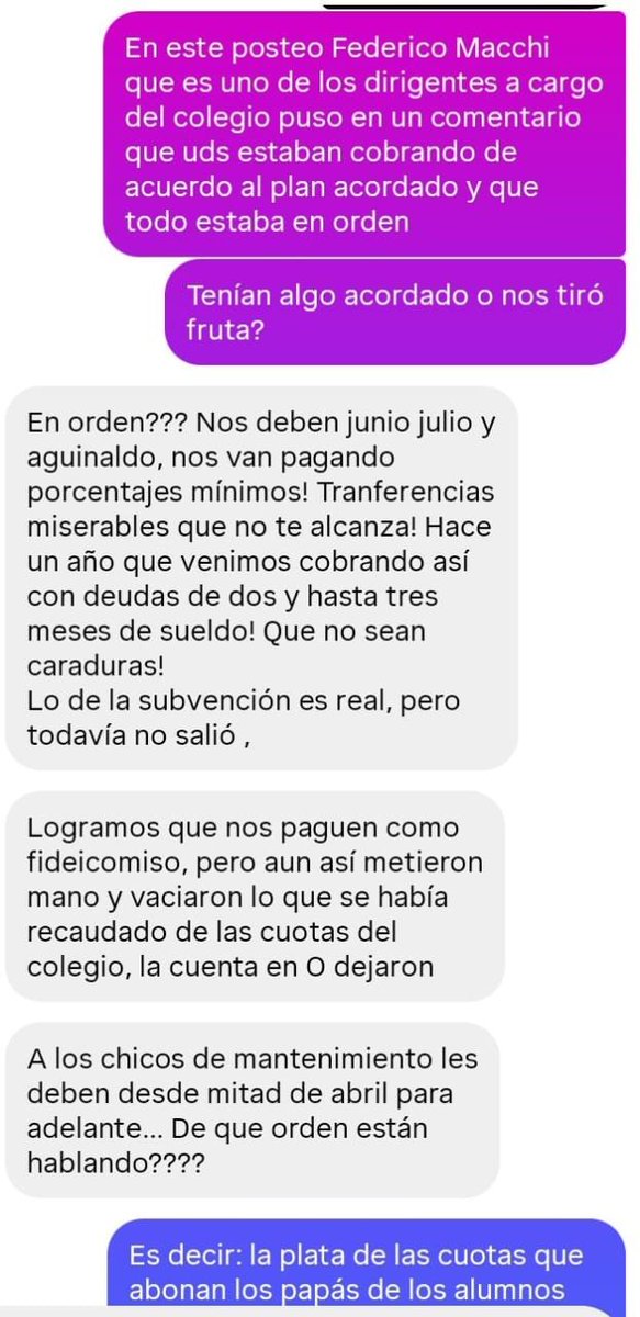 AhoraTaladro's tweet photo. Docentes denuncian que Mariotto mandó a vaciar las cuentas bancarias para pagar las inhibiciones con la plata de los sueldos del Colegio 

El clima en Banfield está cada vez más tenso. Los pagos de salarios parciales y los tropiezos deportivos se suceden constantemente, y la imagen del club baja y baja de la mano de la de su presidente Matías Mariotto. 

En las últimas horas recibimos un mensaje de una trabajadora del colegio dando información concreta del estado de situación de los laburantes del ICAB: 
Contradijo a Federico Macchi (en la foto junto a Mariotto y Romina Castillón, también miembro de CD), dirigente a cargo del colegio, quien en un comentario a un posteo de esta cuenta había dicho que estaba todo en orden y que estaban pagando. 

Según informó esta trabajadora del 
ICAB, esta es la realidad del Colegio: 

Hace un año que los empleados del colegio no cobran un sueldo entero. 

La deuda es variada: a los docentes les deben 2 meses y el aguinaldo, a los de mantenimiento no les pagan desde abril. 
Y los pagos se hacen de manera parcial

Las cuentas desde las que les pagaban los sueldos habrían sido vaciadas por orden del presidente para destinar ese dinero al pago de las inhibiciones que, jugadas ya cuatro fechas, no han podido ser levantadas. 

¿A qué juega la dirigencia? ¿Cuándo van a lograr que se ordene algo en el club? ¿Por qué si los padres pagan la cuota, los trabajadores no pagan?