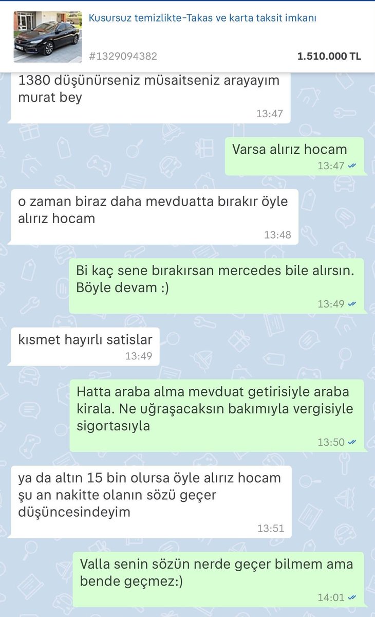 bayrakmedya's tweet photo. Bir galerici, ilanındaki araca 1 milyon 380 bin TL teklif eden vatandaşa olumsuz yanıt verince; vatandaş "Ben de o zaman parayı biraz daha mevduatta tutar, öyle alırım" diyerek galericiye gözdağı verdi. https://t.co/swMsqHidRQ
