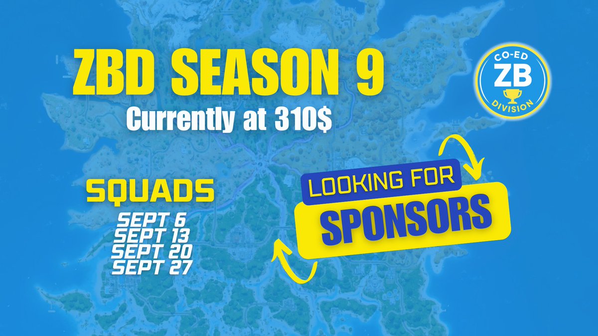 coed_zbd's tweet photo. Our most popular scrim format is BACK: Season 9! 🔥
💰 Current prize pool: $310

We're looking for more sponsors to help make Season 9 even bigger!

Interested in sponsoring? DM us! 🤝 https://t.co/wPgsr2FEtr