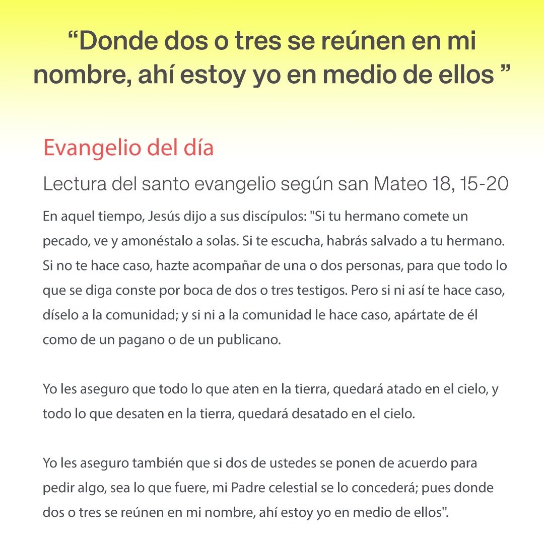 elisacarrio's tweet photo. 𝗗𝗶𝗼𝘀 𝘀𝗮𝗹𝘃𝗮 𝗮𝗹 𝗺𝘂𝗻𝗱𝗼 ❤️
Evangelio de hoy 🙏 miércoles, 12 de agosto de 2026 https://t.co/glzaoOgHBX