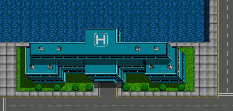 StudioBoshi's tweet photo. Megacorporation Tetra-Com (not based on any real company) has moved to a new headquarters building. #gamedev #indiegame #indiedev #pixelart https://t.co/6EyuvlDYHX