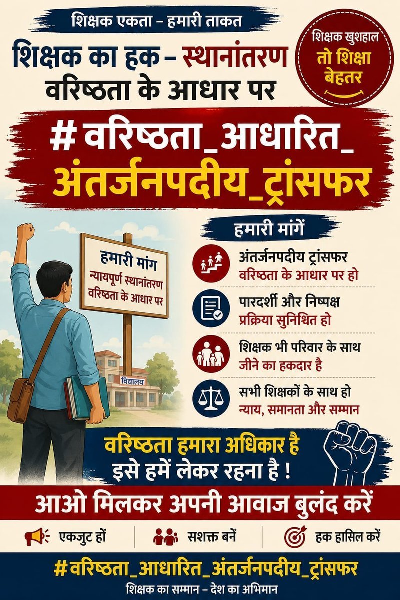 geetach18841900's tweet photo. #वरिष्ठता_आधारित_अंतर्जनपदीय_स्थानांतरण

पदों की कमी का बहाना बंद करो,वरिष्ठता आधारित ट्रांसफर तुरंत करो!stp0
@myogiadityanath @brajeshpathakup @kpmaurya1
@BJP4UP
@anandibenpatel
@sureshkkhanna
@CMOfficeUP
@ChiefSecyUP
@myogiadityanath https://t.co/SvSSoAdO4p