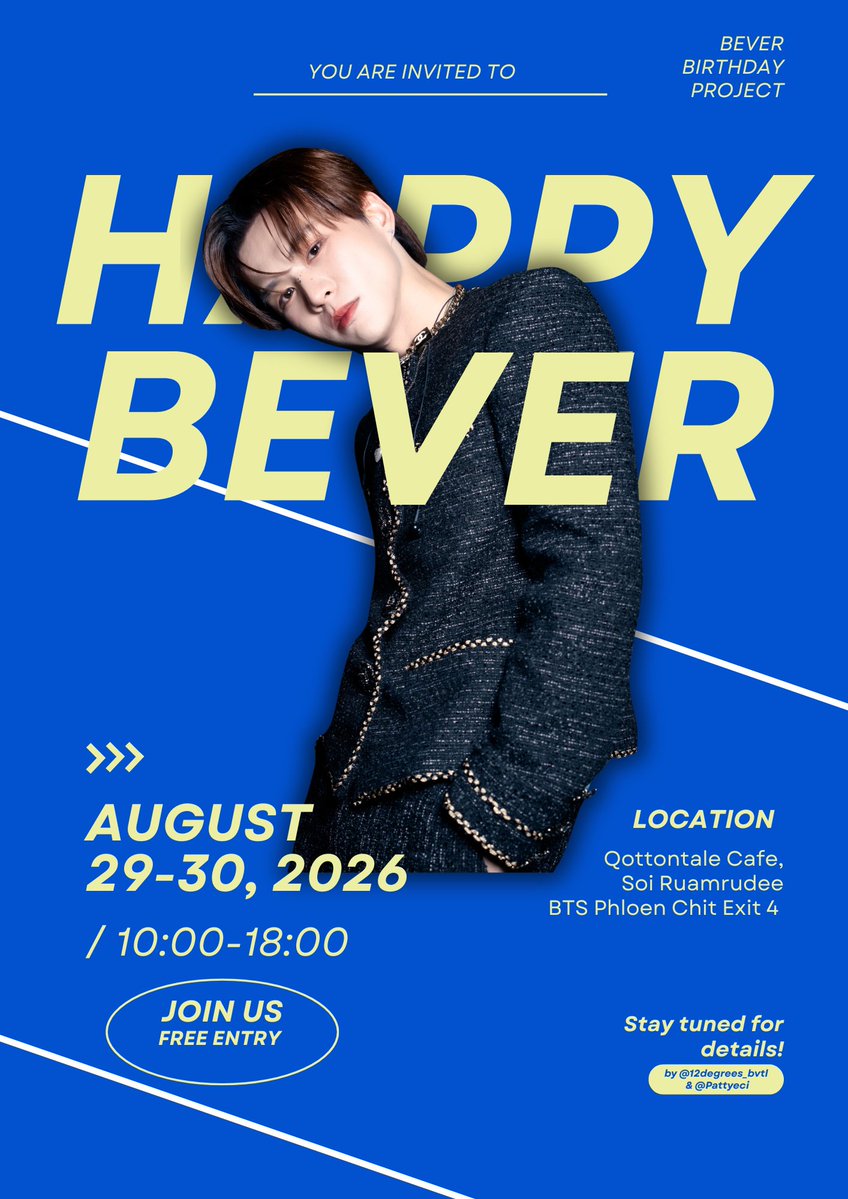 12degrees_bvtl's tweet photo. ถ้าใครว่าง แวะมาหากันหน่อยนะจ้ะ 
💙˚₊‧꒰ა #BeverBDProject2026- FAN CAFE ໒꒱ ‧₊˚💛
📅 29–30/08/2026
⏰ 10:00–18:00
📍 Qottontale Cafe
🚝 BTS Phloen Chit Exit 4
꒰ঌ 💙 ໒꒱ Come &amp; celebrate BEVER’s special day with us!
#bbverpj
ฝากproject ของโมเมกับแพตตี้ @Pattyeci ด้วยน๊า 🥰 https://t.co/5T4ba2W9AZ