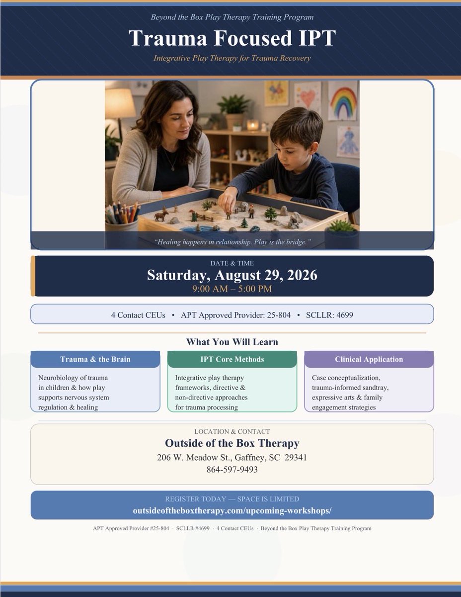 OTBT15's tweet photo. https://t.co/xjh9N5WuRi

Outside of the Box Therapy is so excited about our August Play Therapy weekend!!! https://t.co/Kbpsga2lKQ