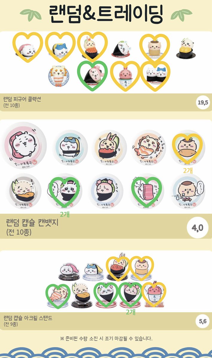 puring04_'s tweet photo. 스시 치이카와 팝업 랜덤 아크릴 스탠드 피규어 교환 구합니다!!

있어요💚카니 모몽가 치이카와 시샤 시사
구해요💛치이카와 하치와레 우사기 쿠리만쥬 치이하치

최대한 일괄로 원가 양도도 합니다🫠 https://t.co/nzb9njUTmX