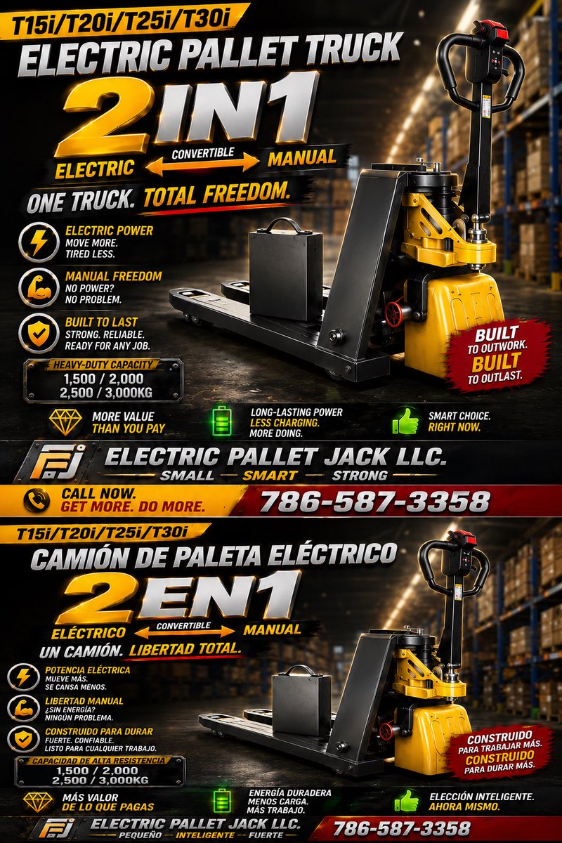 paragoncooler's tweet photo. Never get stranded. Never lose momentum. One pallet jack. Two ways to work. Total peace of mind.
Nunca te quedes tirado. Nunca pierdas el ritmo. Una transpaleta. Dos formas de trabajar. Total tranquilidad. https://t.co/nMeqgYKfai