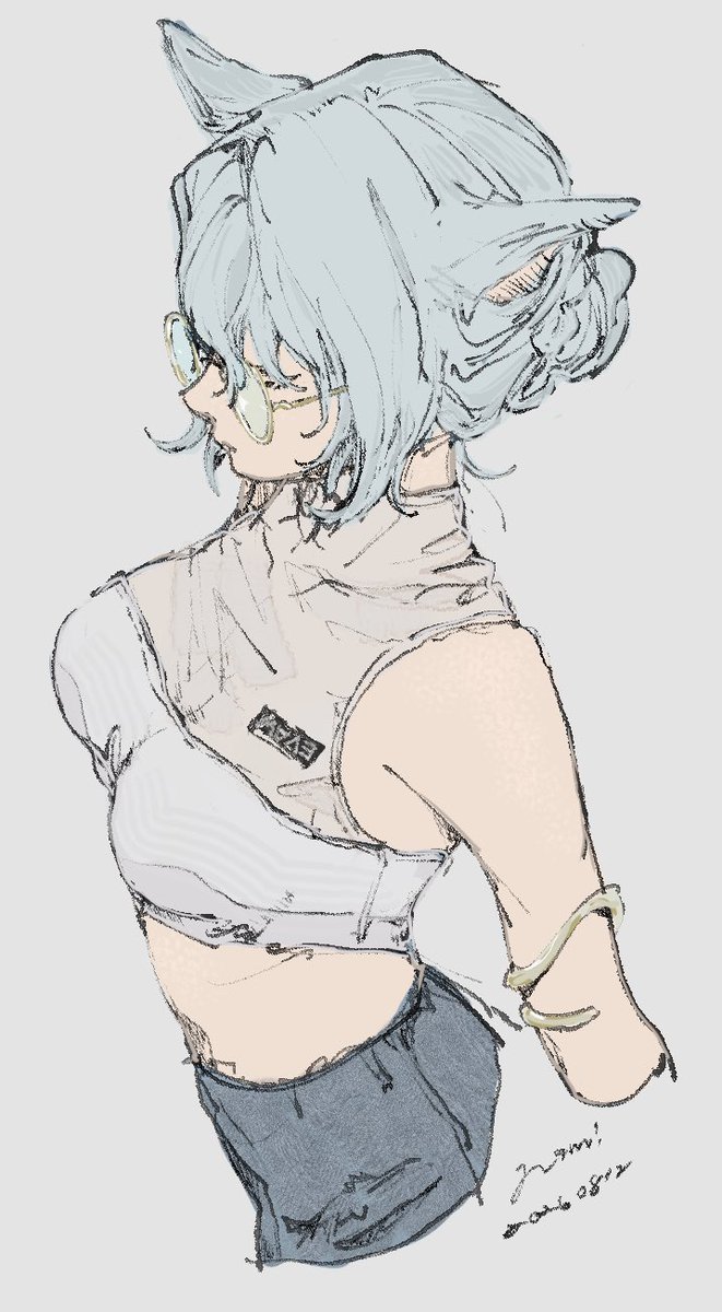 Teek5ba's tweet photo. フレのﾈｺﾁｬﾝ水着らくがき(8割捏造) https://t.co/2Huv4e4nYg