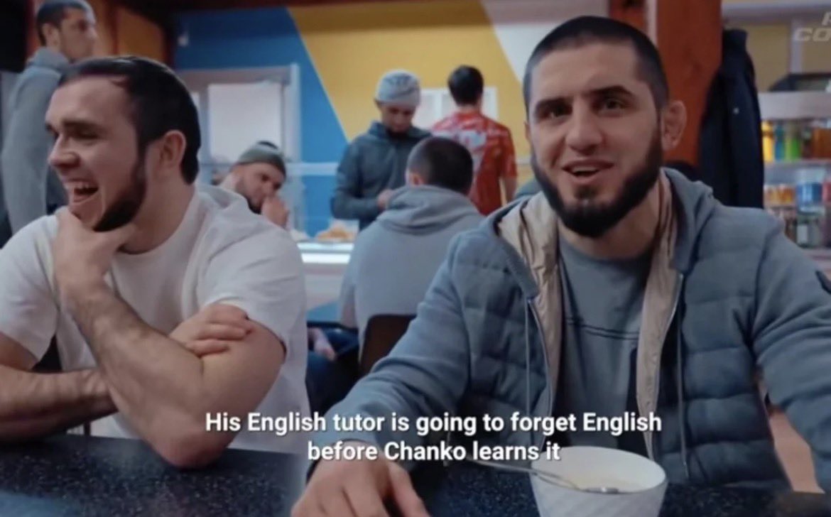 DovySimuMMA's tweet photo. Islam Makhachev on Chanko’s English progress 😂😂😂 https://t.co/T7AVk3PKiv