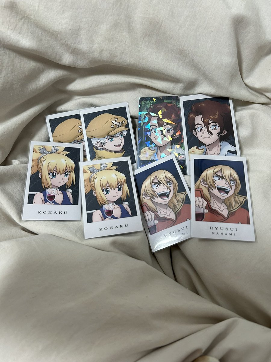 nyaZZZ07's tweet photo. ꒰交換・譲渡꒱
Dr.STONE AMOCAFE 
アモカフェ ドクスト 

♡ビジュアルカード
꒰譲꒱ 羽京 SAI 龍水 コハク
꒰求꒱ ゼノ

♡場面写フォ���カード
꒰譲꒱ SAI 大樹 杠 コハク 百夜 クロム
꒰求꒱ ゼノ 

なんば､大阪の手渡しのみ
26日18:OOの枠からのカフェにもいます！お気軽に~ㅠㅠ https://t.co/sHVWSaNss8