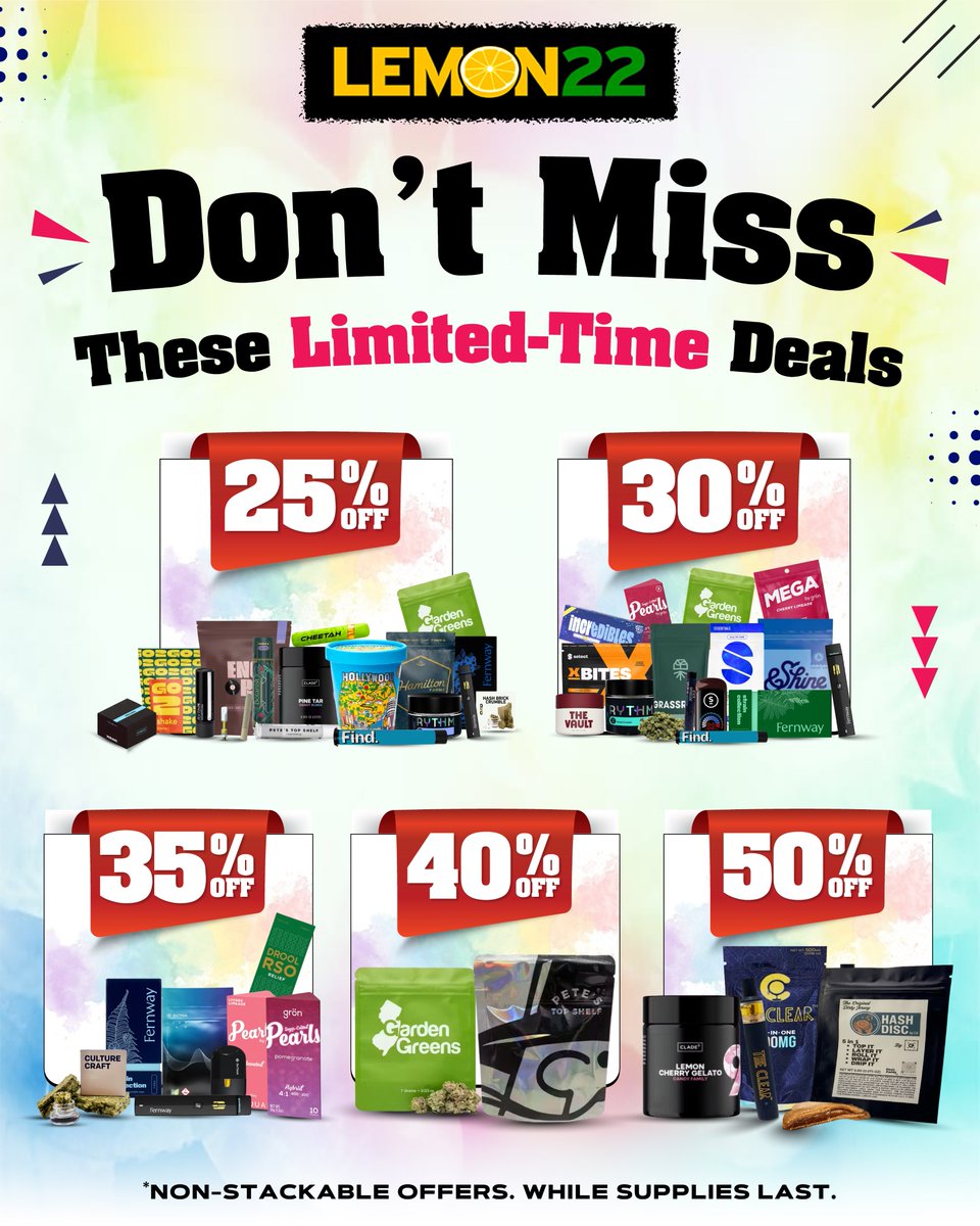 lemon22nj's tweet photo. 🔥 LIMITED-TIME DEALS

Your favorites are on sale! Enjoy 25–50% OFF select products—and we’ve got an extra-sweet deal.

🍬 GUMMY FOR A PENNY? ABSOLUTELY.

Buy any ed1ble and get a Zonked or Nama Gummy for just $0.01

Limit 1 per customer. While supplies last. https://t.co/I4eiy5lDpc