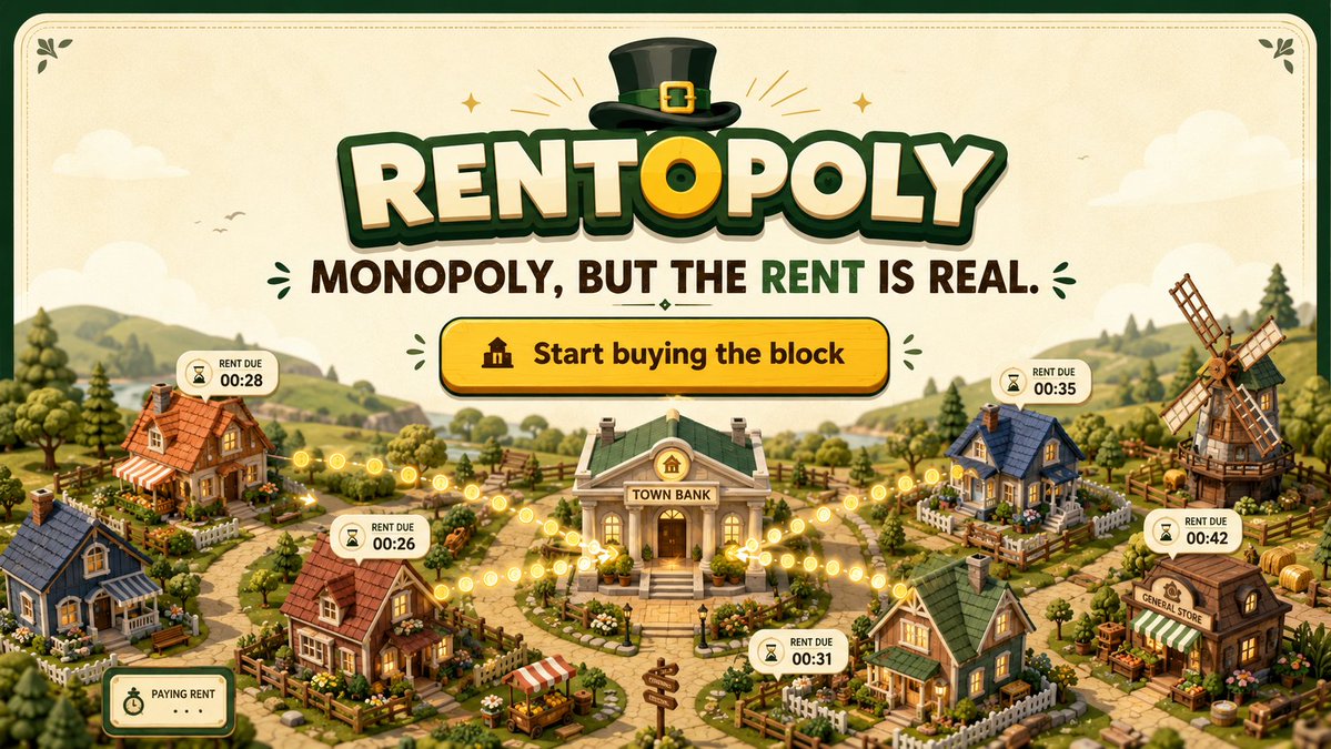 rentopolyzone's tweet photo. Rentopoly Is A Town-sized Rent Game On Robinhood Chain.

Buy Deeds, Build Your Balance, And Collect Real USDG Rent Through A Bright, Playful Board-game World.

#Rentopoly #RobinhoodChain #OnchainGaming https://t.co/Sj0MpXgjym