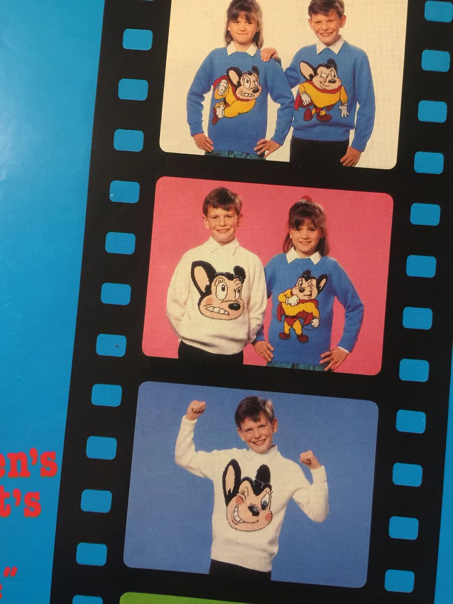 WatsonsVintage's tweet photo. Fun, Retro #MightyMouse #KnittingPatterns RARE Vintage 1990 'Mighty Mouse' 5 Knitting Patterns By Gary Kennedy (Intarsia) Children's and Adults Sweaters Sizes 24" to 44" https://t.co/aCDiZwOxzk via @Etsy #VintageKnits #KnittingPatterns #SweaterKnits #RetroKnits #FunKnits #nostalgia