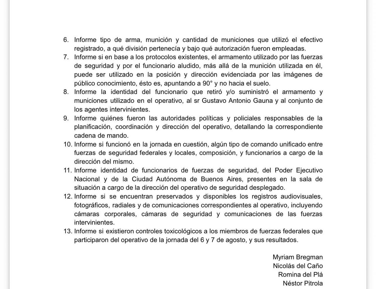 NicolasdelCano's tweet photo. Presentamos junto a @myriambregman un pedido de interpelación a la ministra de Seguridad, Alejandra Monteoliva, por la represión del 6 de agosto frente al Congreso.
Queremos que la ministra explique quién era el policía de civil que disparó con arma larga a los manifestantes, quién ordenó su actuación, cuál fue la cadena de mando del operativo.
No alcanza con mirar imágenes: queremos saber quiénes son los responsables políticos.