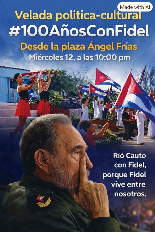 LDubuet's tweet photo. En vísperas de tu cumpleaños el mundo entero te recordará como el gigante,el inolvidable y siempre patriotas y humano.
#100AñosConFidel 
#CubaEstáFirme 
#CubaMined 
#ProvinciaGranma 
#EducaciónGranma
#RioCauto https://t.co/KIhOJqHvE4