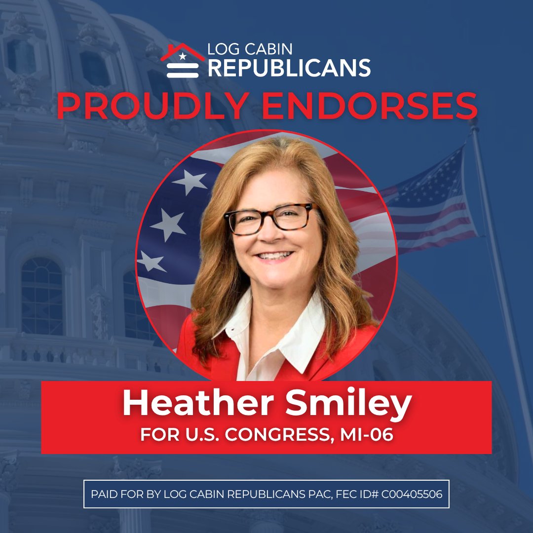 LogCabinGOP's tweet photo. Log Cabin Republicans is proud to endorse @Smiley4Congress for Congress in Michigan's 6th District for 2026! https://t.co/BlS6xQRWd7