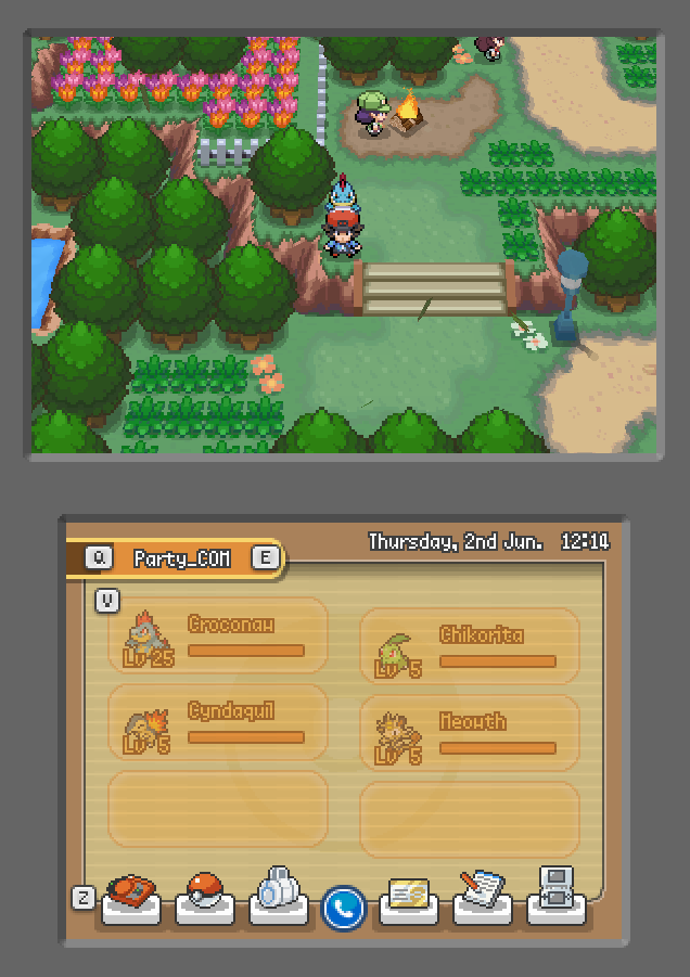 kyanite_dev's tweet photo. Since some people were drawing comparisons to the NDS era games, the game does in fact feature a dual screen layout. More on that later. https://t.co/F80S4TRNOv