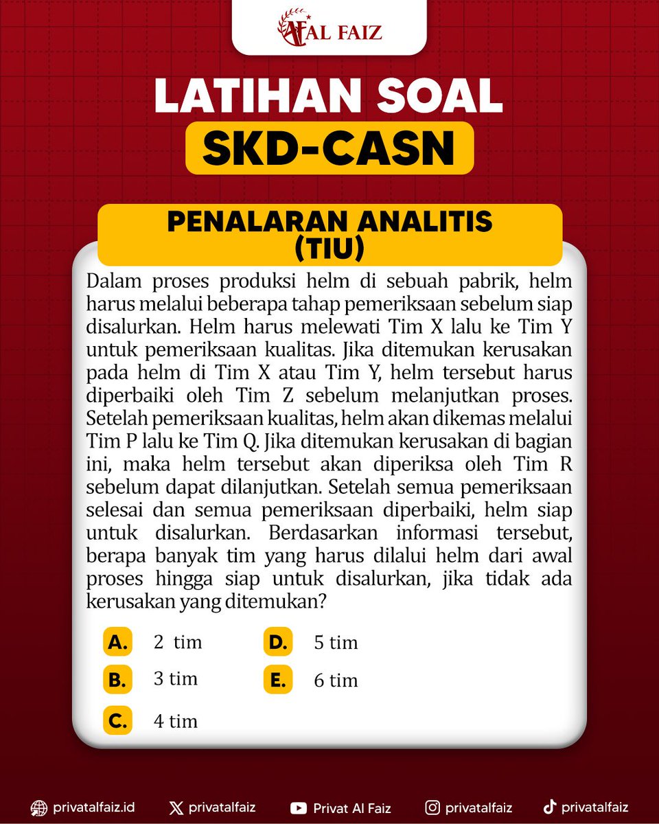 Privatalfaiz's tweet photo. Hai teman-teman ✨
Latihan soal SKD yukkk untuk persiapan Sekdin tahun ini. Komen jawaban kalian yaa👇🏻 https://t.co/SXh73G1a7C