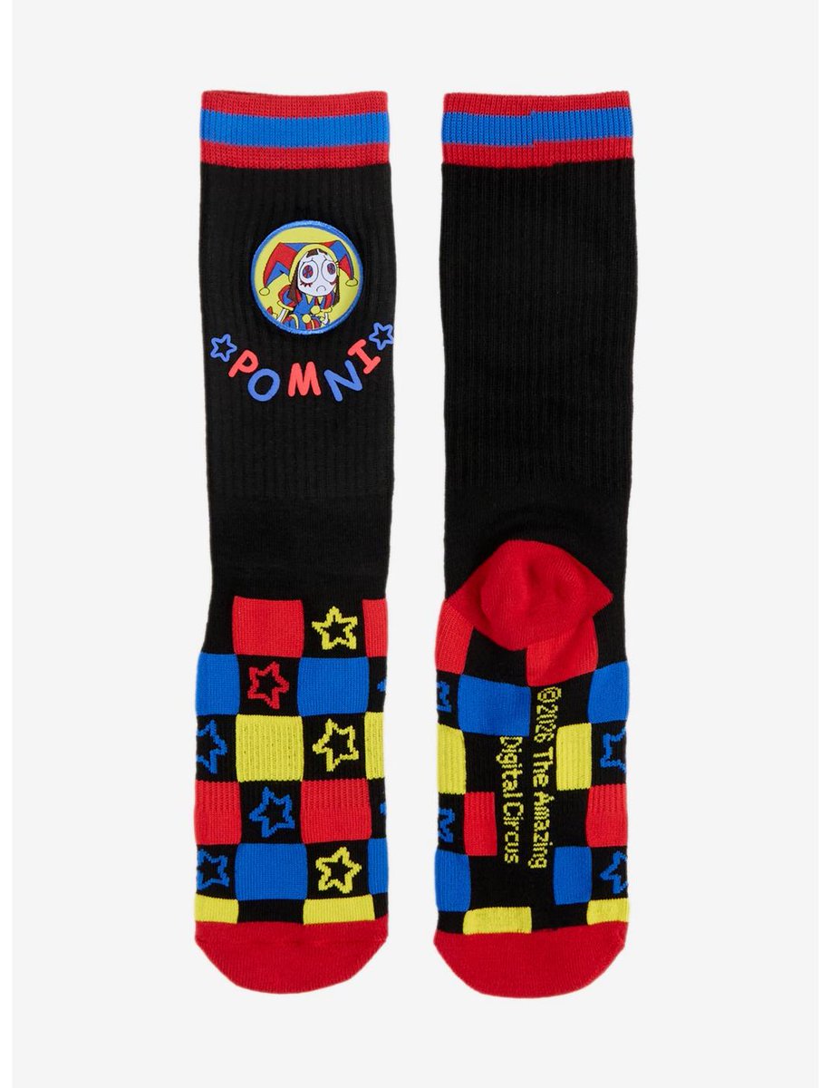 eucheon's tweet photo. Now Available on the Hot Topic Website: The Amazing Digital Circus Pomni Checkered Star Crew Socks #TheAmazingDigitalCircus #TADC #HotTopic #GlitchProductions #Pomni https://t.co/FRABn0lHXS