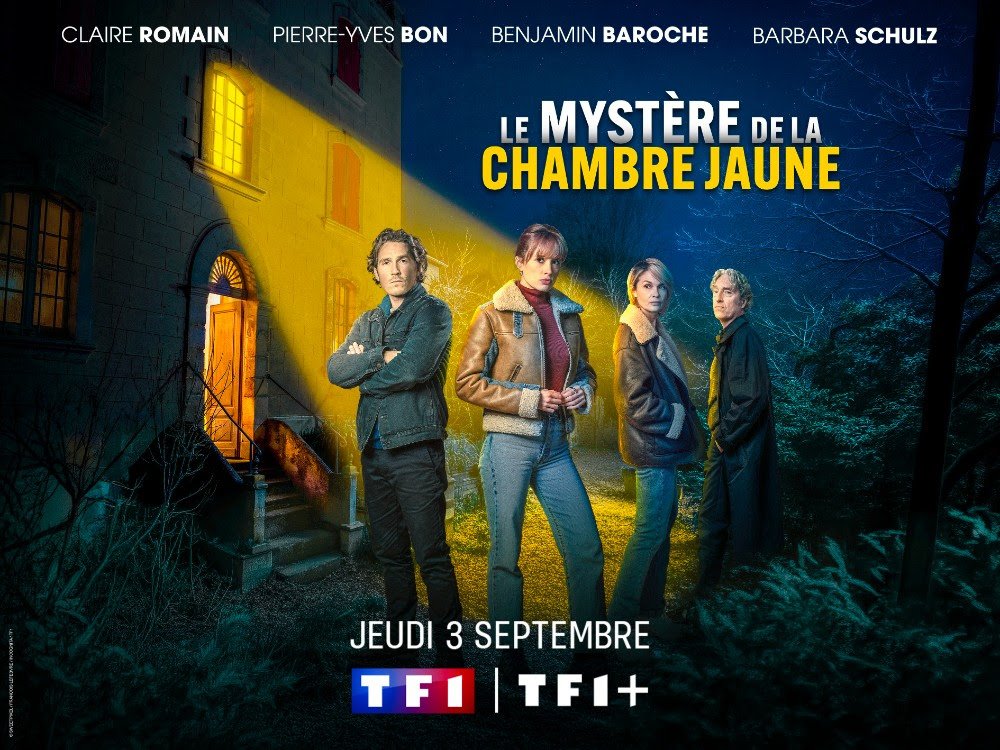 ZoomDesMedias's tweet photo. Dès jeudi 3/09 à 21h10 sur #TF1, découvrez “Le Mystère de la Chambre Jaune” (6x52'), libre adaptation du roman de Gaston Leroux. 

Jo, jeune journaliste, enquête sur une agression impossible dans son village. Chambre close, tensions, secrets… https://t.co/TRmQhRNquo