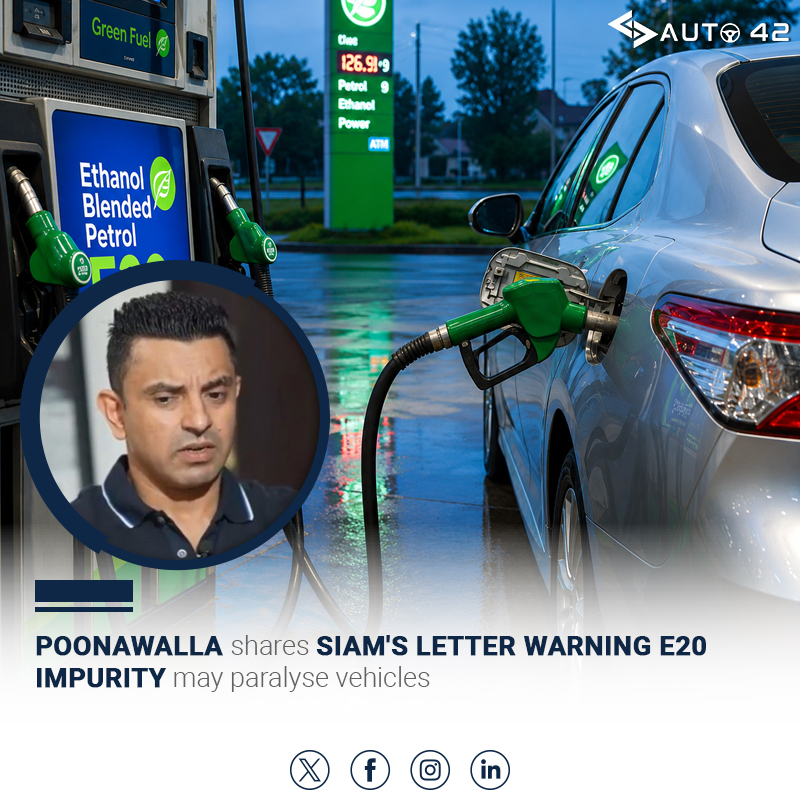 Auto42india's tweet photo. Tehseen Poonawalla shares alleged SIAM letter warning of impurities and risks in E20 fuel.
#E20 #E20Fuel #Petrol #SIAM #Automobile #AutoNews #VehicleSafety #FuelQuality #India #CarNews #TwoWheelers #TehseenPoonawalla #Auto42 #AutomobileNews https://t.co/bWGX3BBdSX
