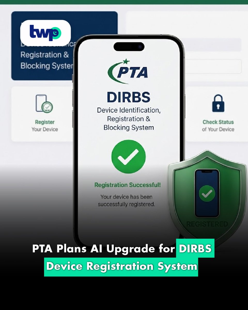 WeeklyPakistan's tweet photo. PTA is planning an AI powered upgrade of its Device Identification, Registration and Blocking System. The new DIRBS Digital Intelligence System aims to automate all routine device registration tasks. https://t.co/1rC7mRgYkB