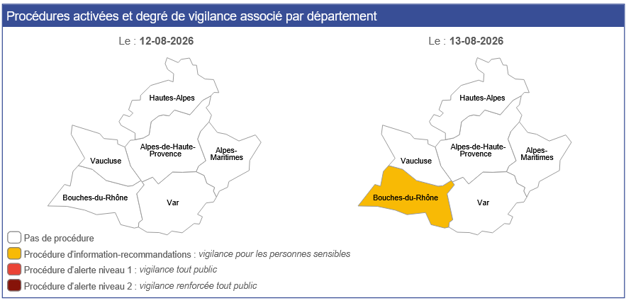 Image de Préfet de la région Provence-Alpes-Côte d'Azur - #Pollution | 🟠 Jeudi 13 août, la procédure d'information-recommandations est déclenchée pour pollut