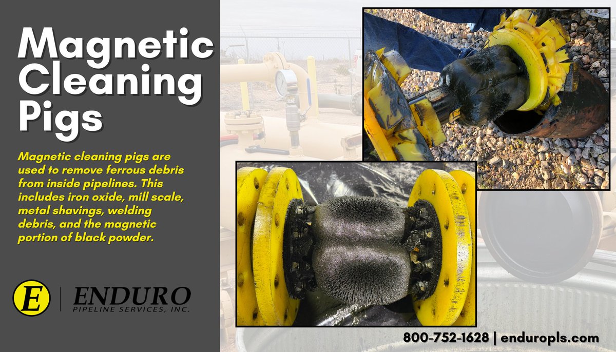 EnduroUSA's tweet photo. Did you know? A magnetic cleaning pig captures ferrous debris after loosening it, often paired with brushes and scrapers for better cleaning. Learn more: https://t.co/fsIKkEdFgN https://t.co/eWXHTNHbSw