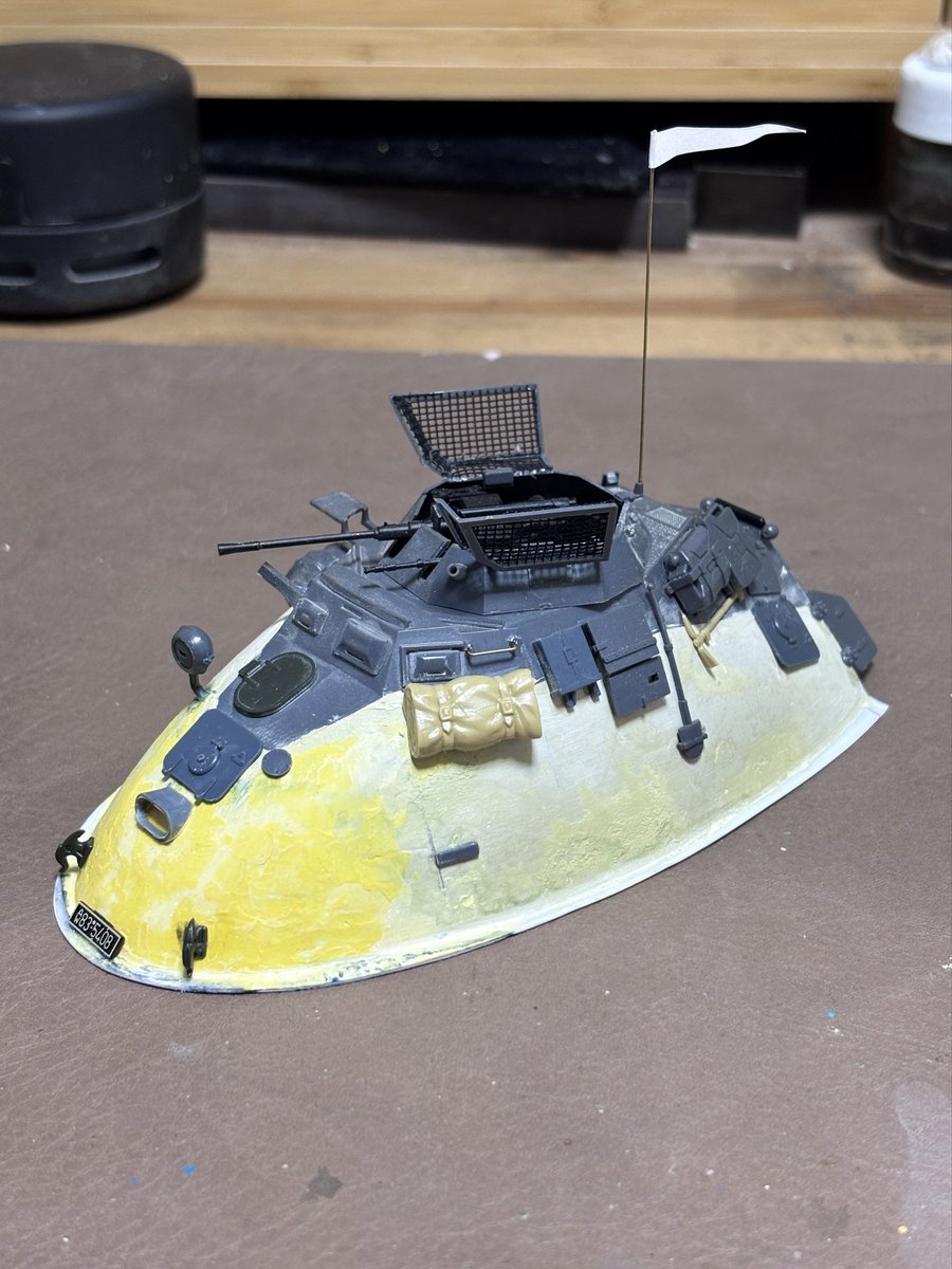 dropsfilm's tweet photo. 【サンドストーカーF】流用キット

・タミヤ1/35 Sdkfz222
・タミヤ1/35 クルップボクサー
・タミヤ1/35 T-62A
・タミヤ1/35 フィールドキッチン
・イタレリ1/35 IV号戦車
・ハセガワ1/48 ZERO FIGHTER
・ハセガワ1/8 ルローヌ
・トミー1/32 ポルシェ356A https://t.co/IpHB8iQVe4