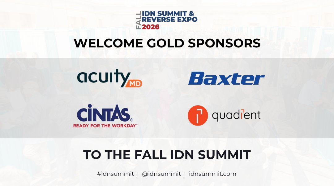 IDNsummit's tweet photo. Welcome @AcuityMD, @baxter_intl, @CintasCorp, @Quadient as 2026 Fall IDN Summit Gold Sponsors. #IDNSummit #HealthcareSupplyChain #HealthcareLeadership

We look forward to seeing you in Phoenix from August 31 – September 2, 2026 at the JW Marriott Phoenix Desert Ridge.

Register Now at https://t.co/3PaqMcBjNW