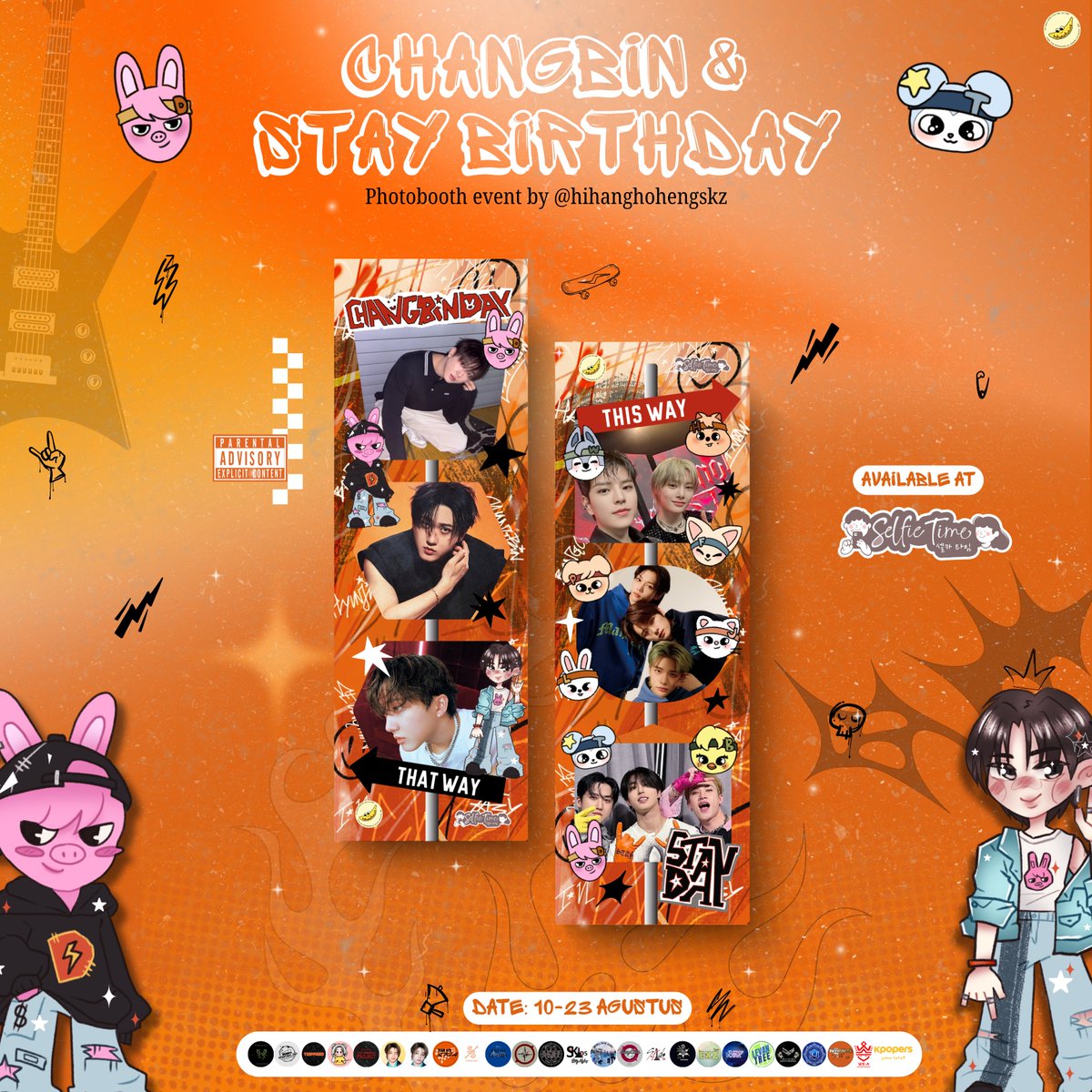 staysellings's tweet photo. Victory On Repeat! Run it Day &amp; Night 🧡
Celebrate Changbin’s &amp; STAY birthday with this special photobooth frame by @hihanghohengskz x @Selfietimeid! ✨

📅 10–23 Agustus 2026
📍 see at poster

Strike your best pose &amp; make your own birthday memories! 🥳
#ChangbinBirthday #STAYDay https://t.co/NQTEsDgaU9